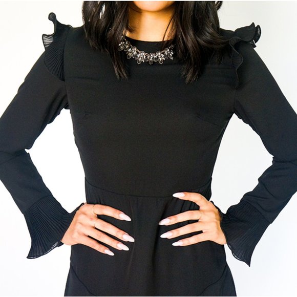 Black Full Coverage Ruffle Dress - Picture 3 of 4